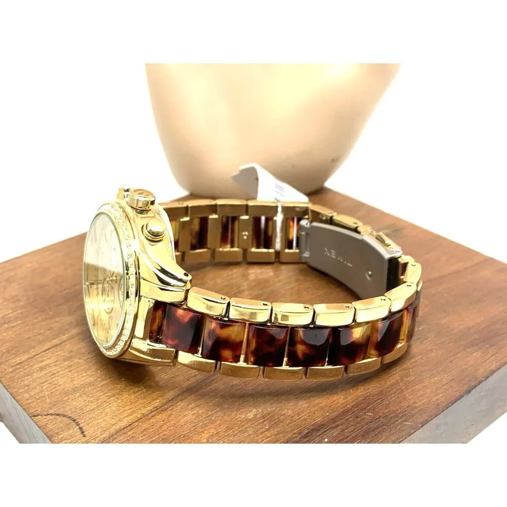 Timex Women's Watch TW2V74800 Quartz Chronograph Gold Tortoise Gemmed 38mm